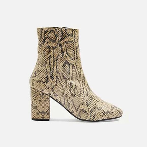 Topshop Elise Snake-Embossed Block Heel Ankle Boot - Size 6.5 - Picture 1 of 6